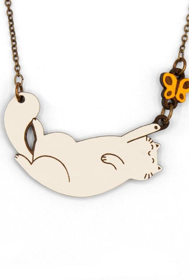 Colgante Gato con mariposa