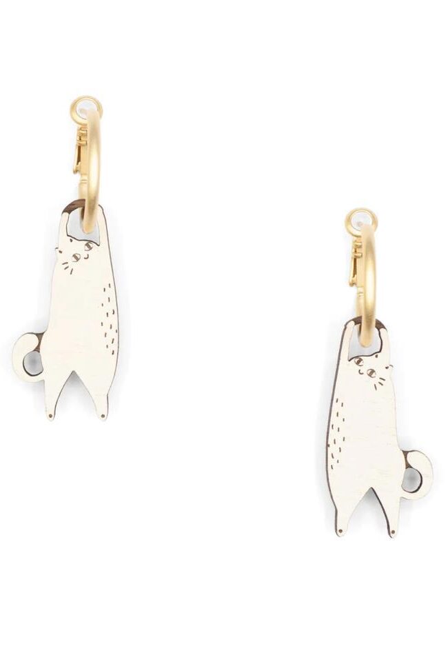 Pendiente Hanging Cat Cream