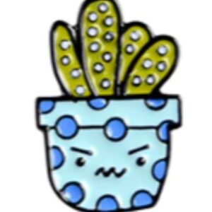 Pin Cactus Maceta Celeste Lunares Azules