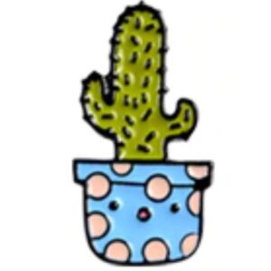 Pin Cactus Maceta Celeste Lunares Rosa