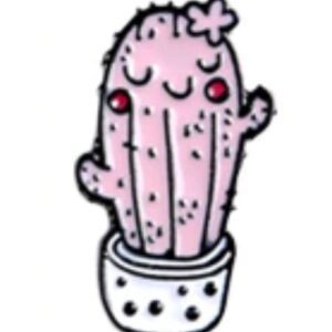 Pin Cactus Rosado Maceta Blanca