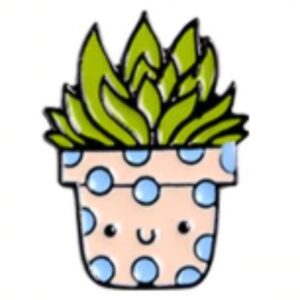 Pin Planta Verde Maceta Rosa/Celeste