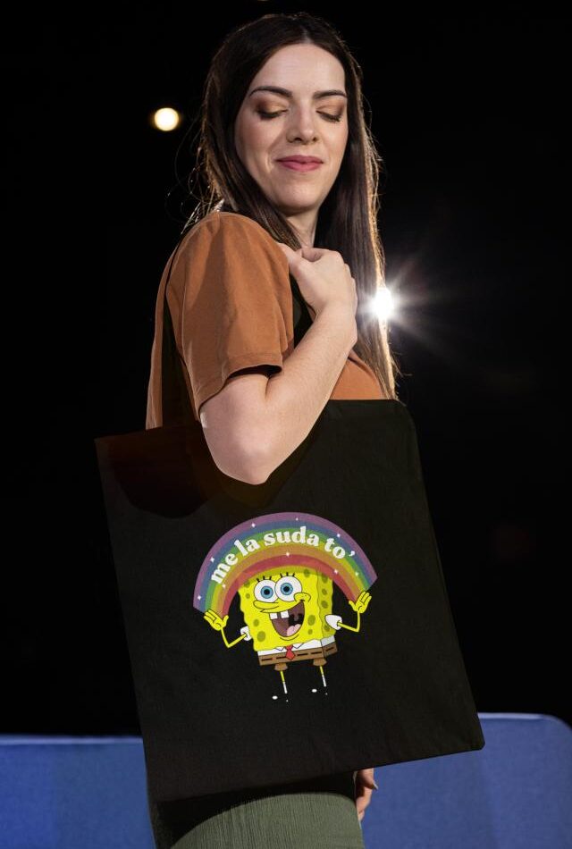 Totebag Negro Bob Esponja  Me la suda 