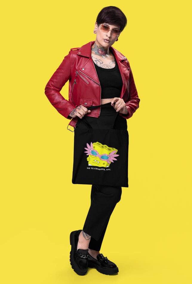 Totebag Negro Bob Esponja  No te conozco    