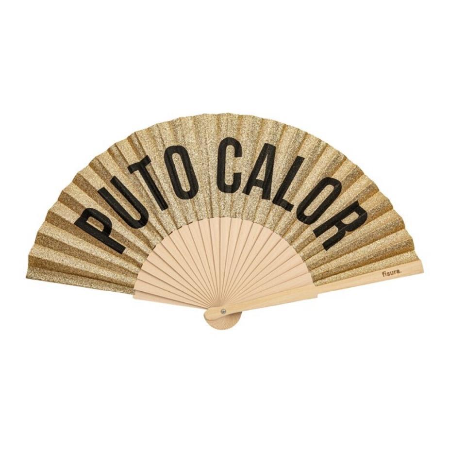 ABANICO PUTO CALOR PURPURINA DORADO