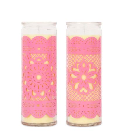 Vela en vaso papel picado 